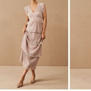 BHLDN Saylor Wallis Deep V Midi Dress Size Small NWT